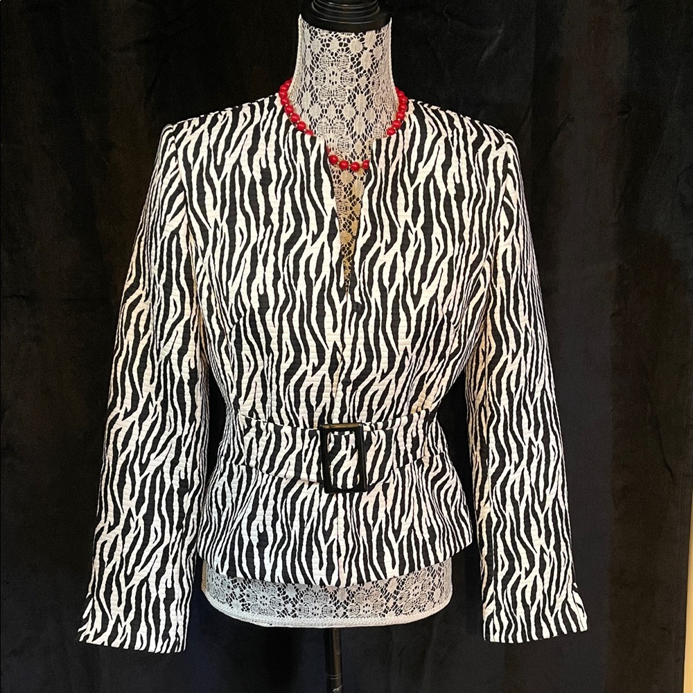 Liz Claiborne Black and White Zebra Print Blazer